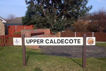 Upper Caldecote sign March 2010